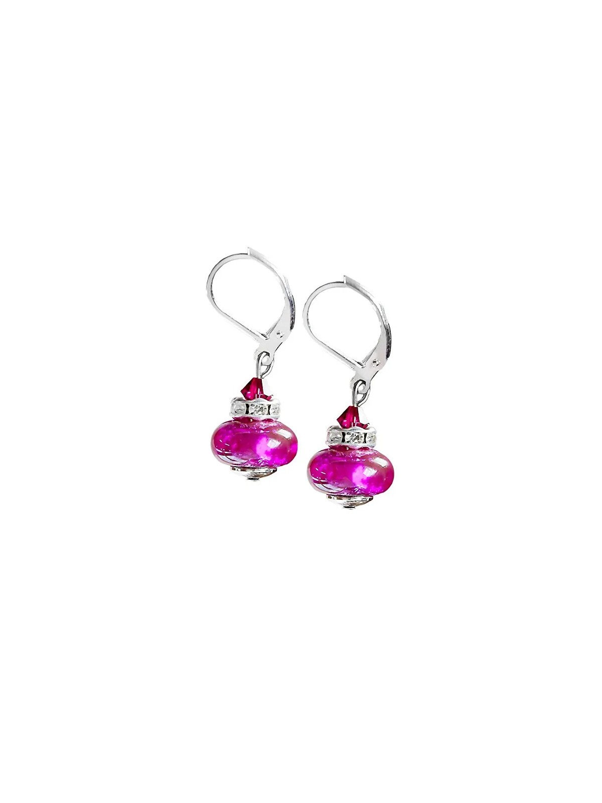Lampglas Magnifici orecchini Magenta Dream con argento puro e perle Lampglas ESH4 donna
