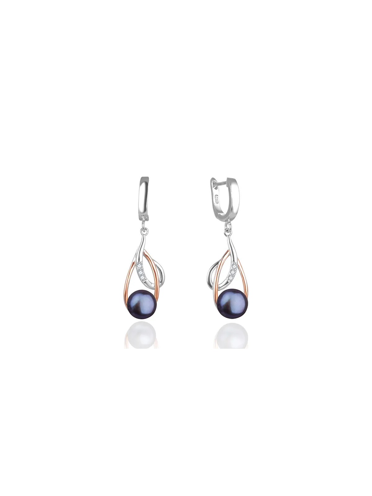 Beneto Orecchini bicolore di lusso con vere perle scure AGUC2676P-BLU SCURO donna