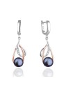 Beneto Orecchini bicolore di lusso con vere perle scure AGUC2676P-BLU SCURO donna