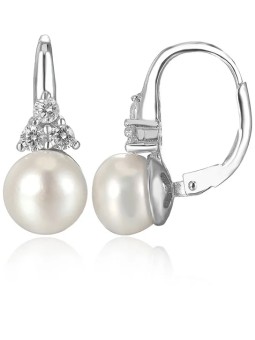 Beneto Orecchini di lusso in argento con vera perla d'acqua dolce AGUC2251P - Diametro: 0.6 cm donna
