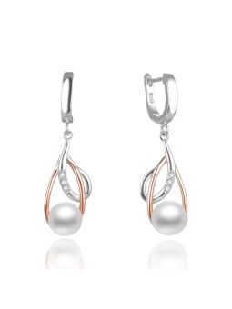 Beneto Orecchini bicolore di lusso con perle vere AGUC2676P donna