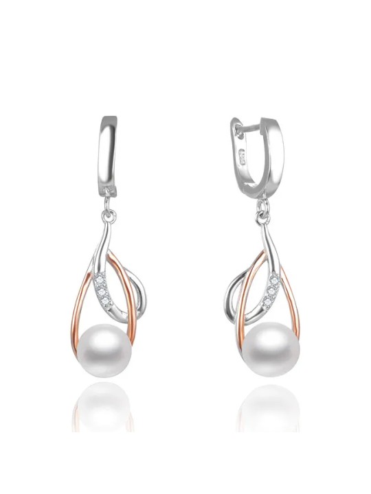 Beneto Orecchini bicolore di lusso con perle vere AGUC2676P donna