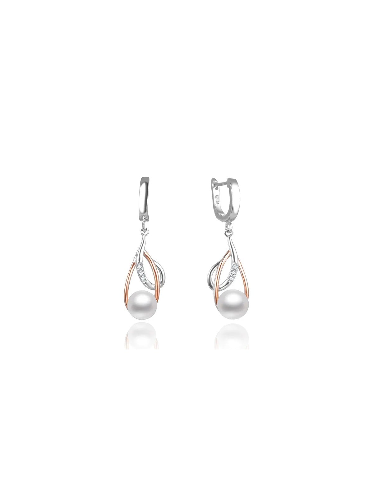 Beneto Orecchini bicolore di lusso con perle vere AGUC2676P donna