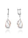 Beneto Orecchini bicolore di lusso con perle vere AGUC2676P donna