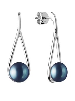 Silvego Orecchini di lusso in argento con vera perla nera GRP20222EB donna