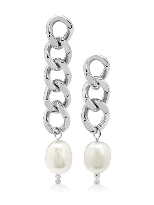 Troli Orecchini asimmetrici in acciaio con perle barocche VAAXF344S donna
