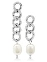 Troli Orecchini asimmetrici in acciaio con perle barocche VAAXF344S donna
