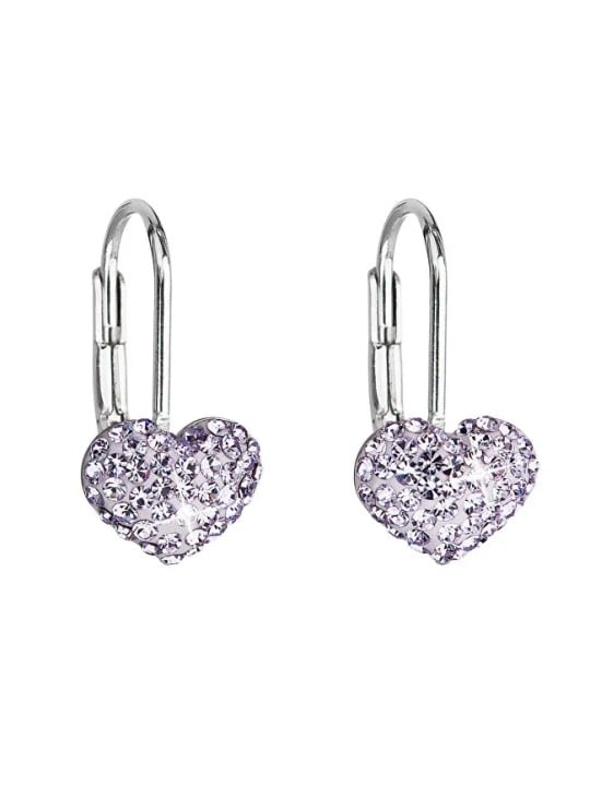 Evolution Group Orecchini a cuore con cristalli 31125.3 viola donna