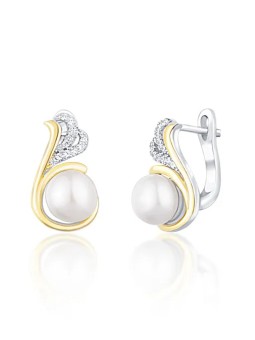 JwL Luxury Pearls Orecchini bicolore in argento con perle vere e zirconi JL0720 donna
