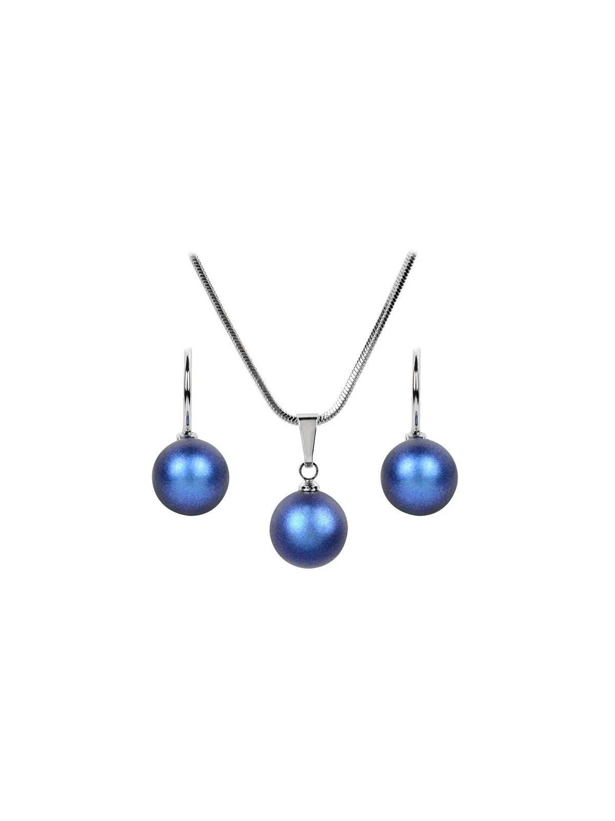 Levien Set di Collana e orecchini in perle blu scuro iridescenti donna