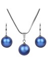 Levien Set di Collana e orecchini in perle blu scuro iridescenti donna