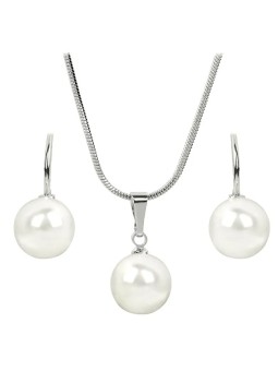Levien Elegante set di collane e orecchini in bianco perla donna