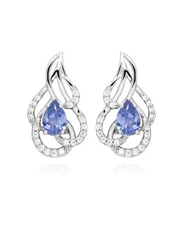 Gatto in argento Orecchini in argento con tanzanite sintetiche SC470 donna