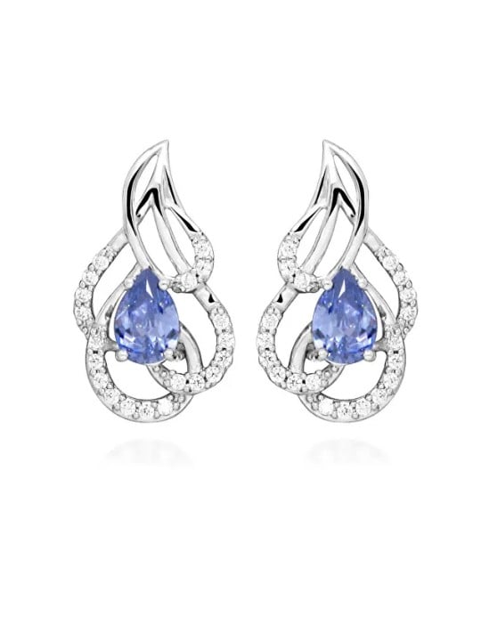 Gatto in argento Orecchini in argento con tanzanite sintetiche SC470 donna