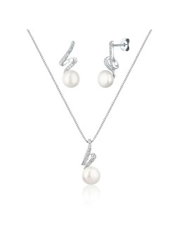 JwL Luxury Pearls Elegante set di gioielli con perle vere e zirconi JL0746 (catena, ciondolo, orecchini) donna