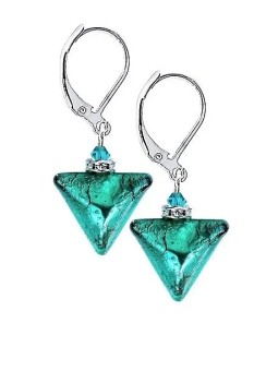 Lampglas Bellissimi orecchini Triangolo Verde con pendente in vetro di perle Lampadario Lampglas ETA7/S donna