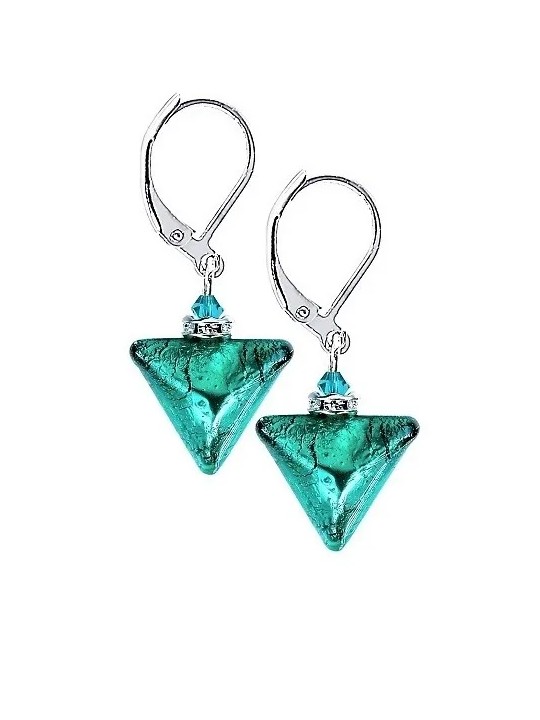 Lampglas Bellissimi orecchini Triangolo Verde con pendente in vetro di perle Lampadario Lampglas ETA7/S donna