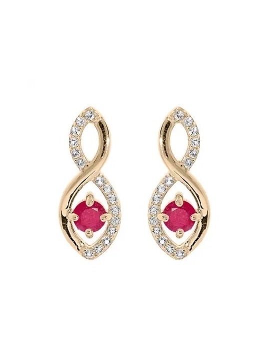 Troli Deliziosi orecchini placcati oro con zirconi fucsia PO/SE09089C donna