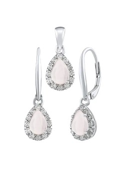 Parure di gioielli in argento Silvego EUREKA con rosa - orecchini e pendente JJJ1393SRO donna