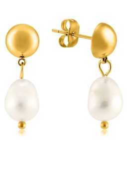 Troli Eleganti orecchini placcati oro con perle vere VAAJDE201330G donna