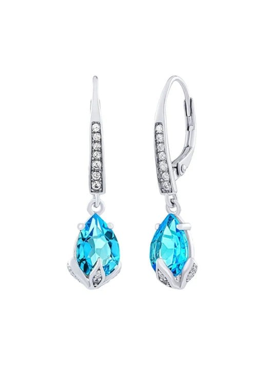 Silvego Orecchini Clarissa in argento con topazio blu svizzero e zirconi brillanti JJJ1267ETS donna