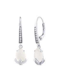 Silvego Orecchini Clarissa in argento con pietra di luna e zirconi brillanti JJJ1267EMS donna