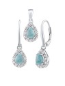 Parure gioielli Silvego in argento EUREKA con Larimar - orecchini e pendente JJJ1393LR donna