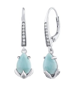 Silvego Orecchini Clarissa in argento sterling con larimar authentico e zirconi brillanti JJJ1267ELR donna