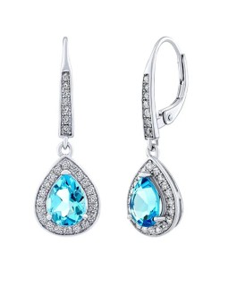 Silvego Orecchini BRISA in argento con topazio blu svizzero e zirconi brillanti JJJ1141ETS donna