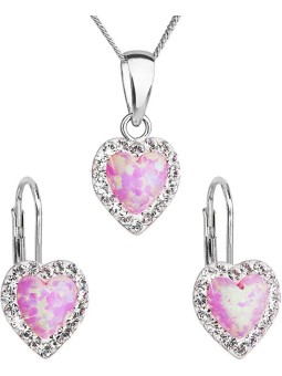 Evolution Group Parure di gioielli a forma di cuore 39161.1 e opale rosa chiaro donna