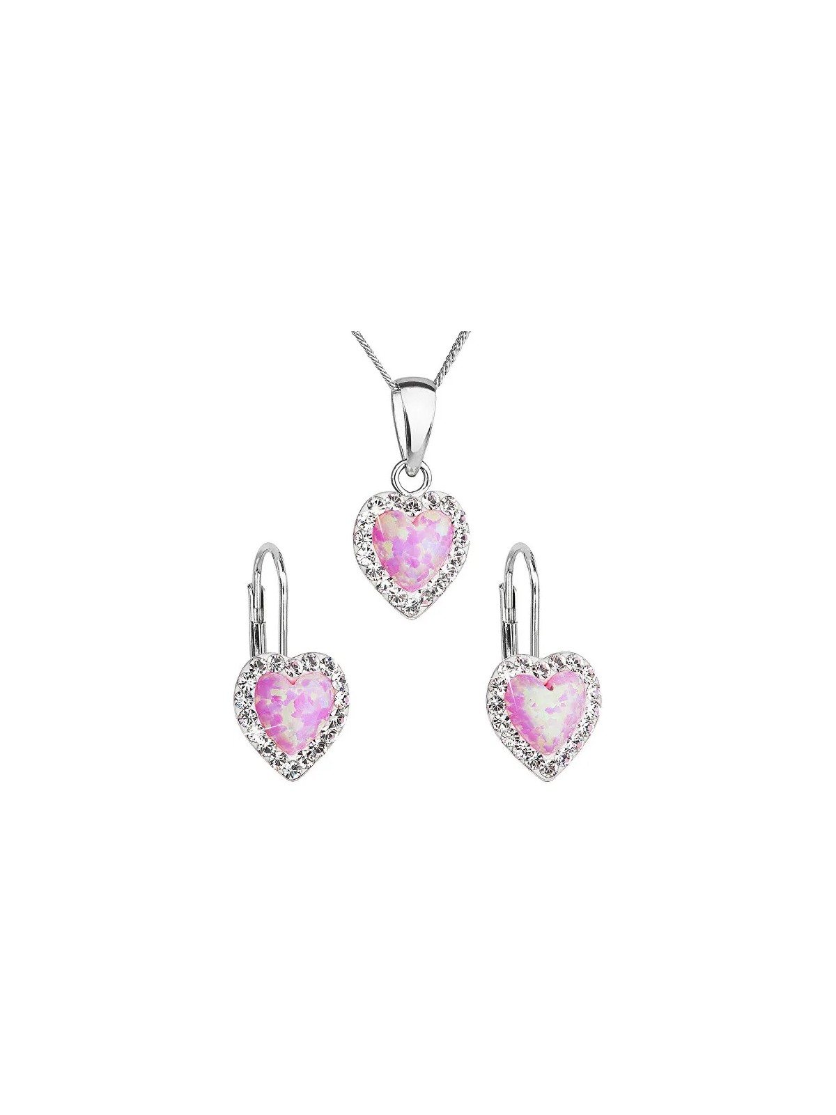 Evolution Group Parure di gioielli a forma di cuore 39161.1 e opale rosa chiaro donna