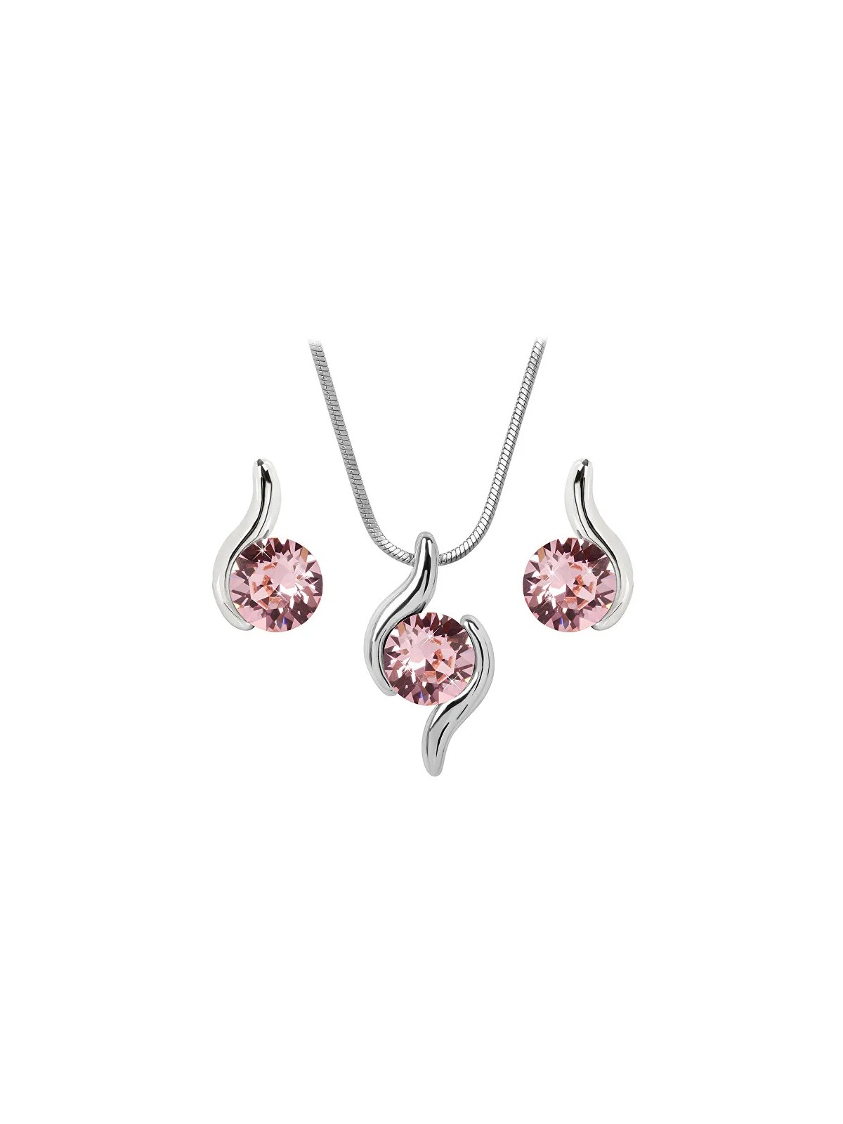 Levien Un set adattato di collane e orecchini Chaton Wave Light Rose donna