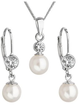 Evolution Group Parure di perle da donna con cristilla Pavon 29006.1 bianco donna
