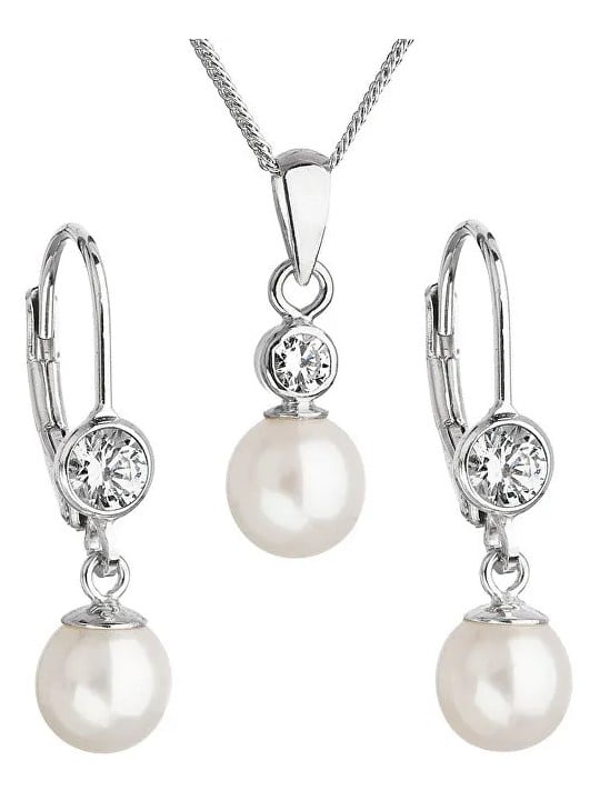 Evolution Group Parure di perle da donna con cristilla Pavon 29006.1 bianco donna