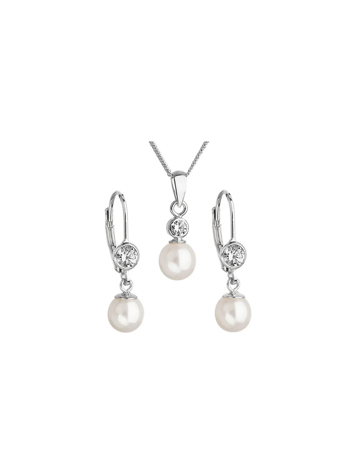 Evolution Group Parure di perle da donna con cristilla Pavon 29006.1 bianco donna