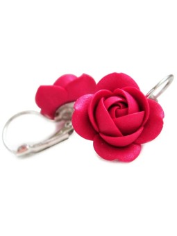 Troli Orecchini pendenti con fiori di rubino scintillanti donna