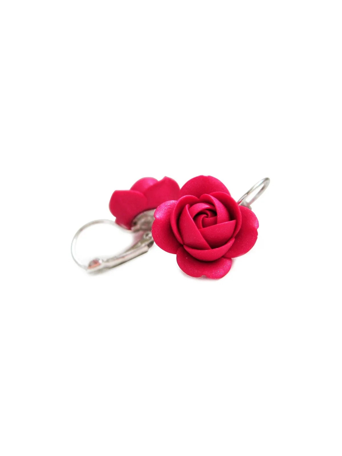 Troli Orecchini pendenti con fiori di rubino scintillanti donna