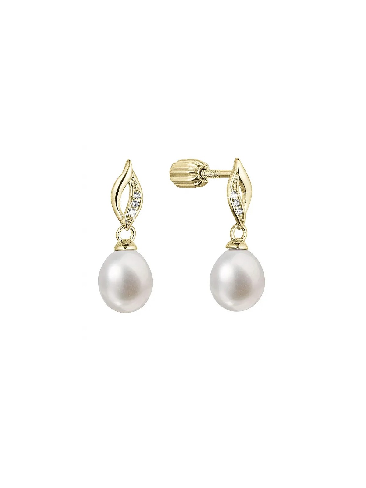 Evolution Group Orecchini placcati in oro con vera perla di fiume 21104.1B donna