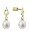 Evolution Group Orecchini placcati in oro con vera perla di fiume 21104.1B donna