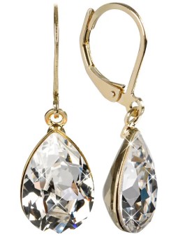 Levien Eleganti orecchini placcati in oro con cristilla Pear Crystal donna