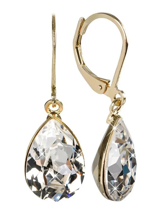 Levien Eleganti orecchini placcati in oro con cristilla Pear Crystal donna