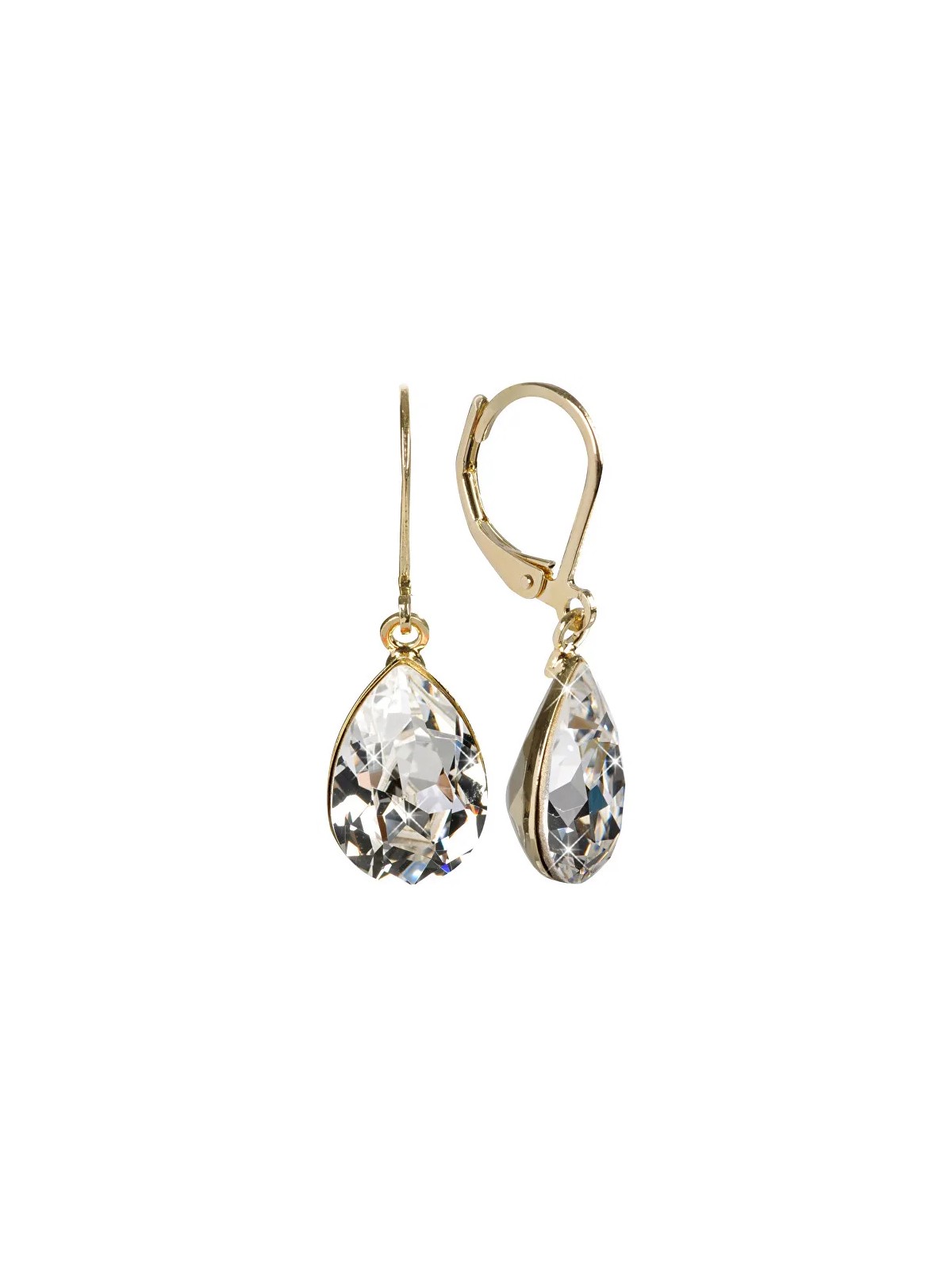 Levien Eleganti orecchini placcati in oro con cristilla Pear Crystal donna