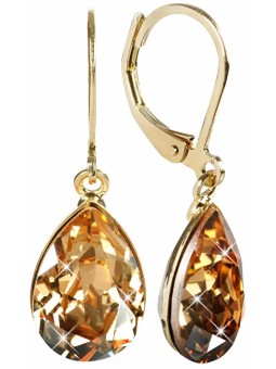 Levien Eleganti orecchini placcati in oro con cristilla Pear Golden Shadow donna