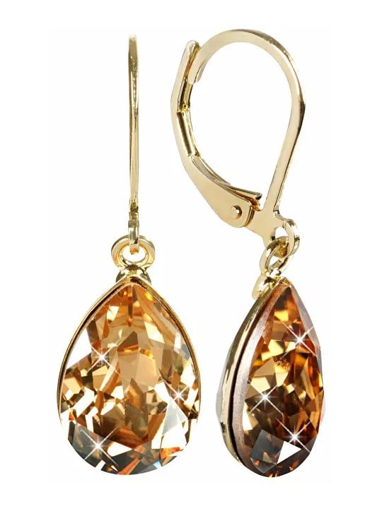 Levien Eleganti orecchini placcati in oro con cristilla Pear Golden Shadow donna