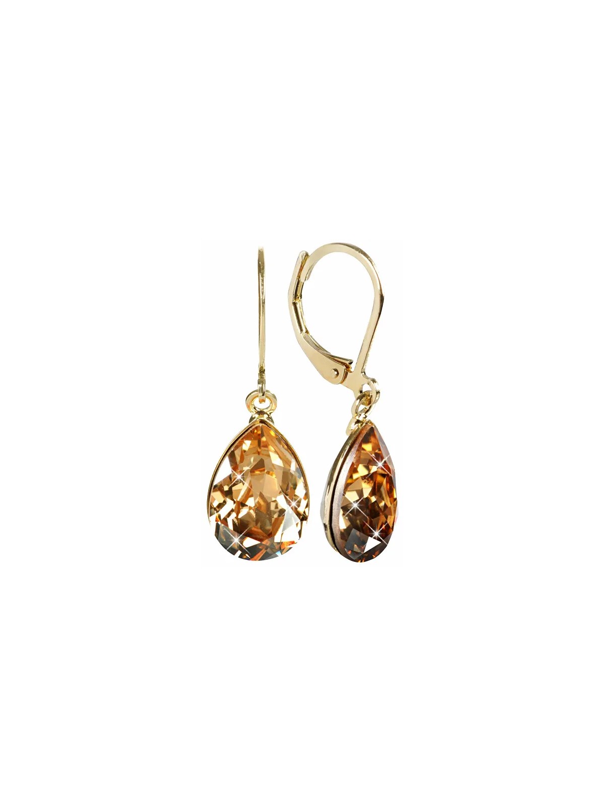 Levien Eleganti orecchini placcati in oro con cristilla Pear Golden Shadow donna