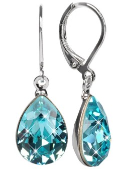 Levien Elegant orecchini con cristalli Pear Light Turquoise donna