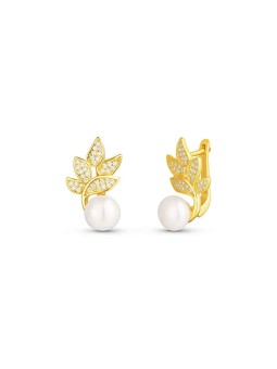 JwL Luxury Pearls Bellissimi orecchini placcati oro con vere perle e zirconi JL0827 donna