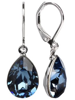 Levien Eleganti orecchini con cristalli Pear Denim Blue donna