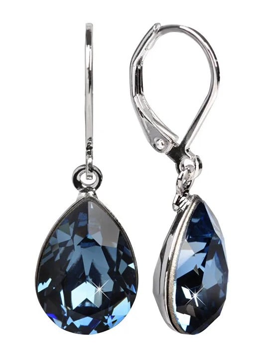Levien Eleganti orecchini con cristalli Pear Denim Blue donna