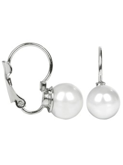 Levien Orecchini graziosi con patta in bianco perla donna